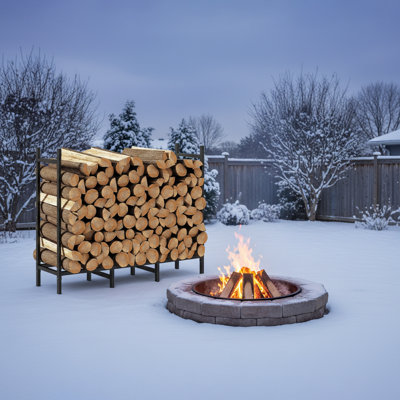 Support à bois d'extérieur 12,7 pi avec housse, support à bois robuste pour 3/4 corde, housse imperméable Oxford 600D, rangement à bûches en acier résistant à la rouille pour patio, jardin, intérieur / extérieur