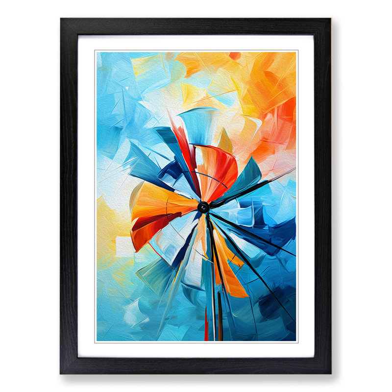 Windmill Abstract - Framed Print, 46cm H x 34cm W x 2cm D, Black