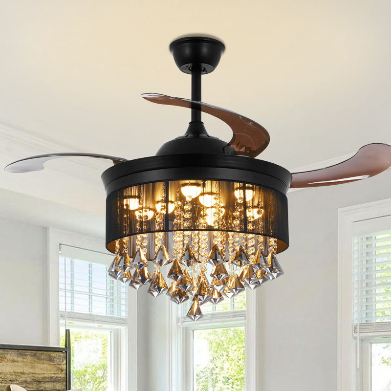 42 Inch Modern Crystal Ceiling Fan With The Remote Control