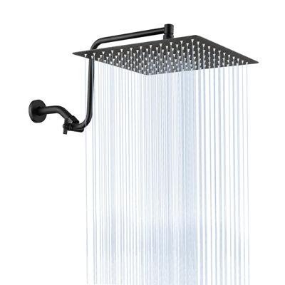 12" Stainless Steel Shower Head With Adjustable Arm For Relaxing Showers - Matte 12 Inch Luxury In Black Allure