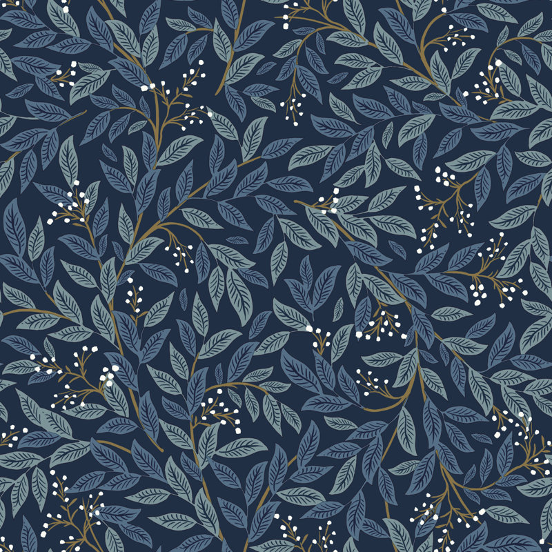 Willowberry 20' L x 20.5" W Peel and Stick Wallpaper Roll, Navy
