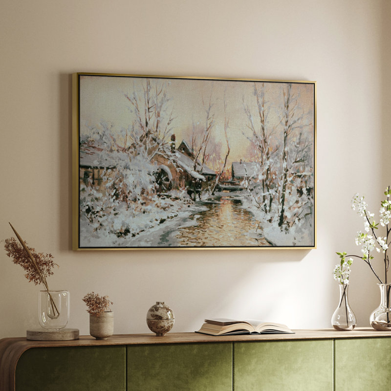 "Vintage Landscape - cmxx" sur toile, Toile avec cadre flottant or, H 17 po x l 25 po x P 2 po