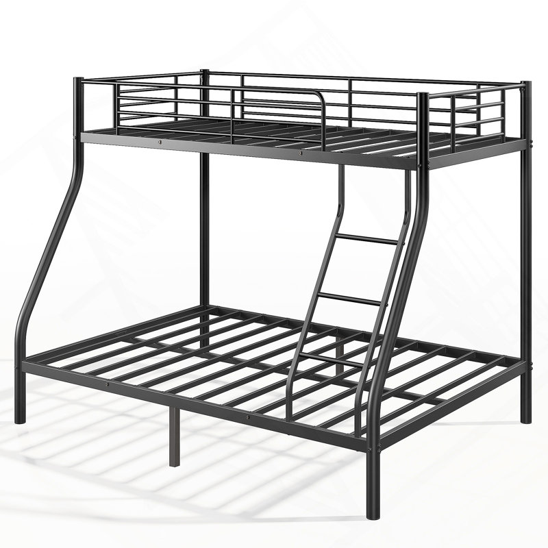 Lit superposé en métal, simple sur un support double pour adultes, noir