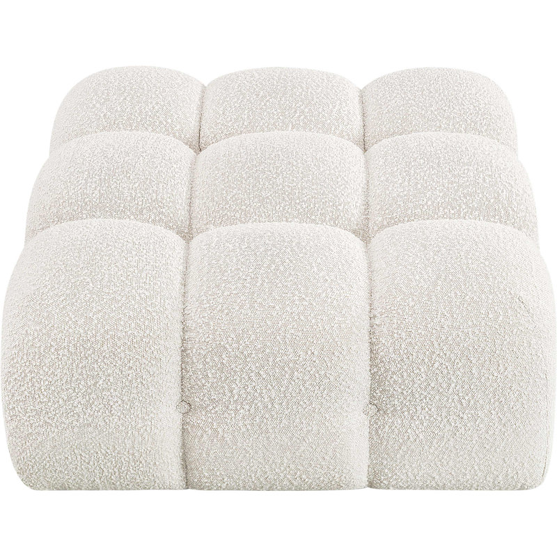 Repose-pieds standard carré de 34 po de large Ames, Tissu crème bouclé