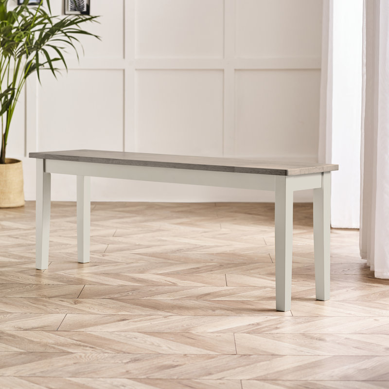 Alcazar Solid Wood Dining Bench - Traditional Rustic Farmhouse Kitchen Style, Whitewash, 45cm H x 120cm W x 30cm D