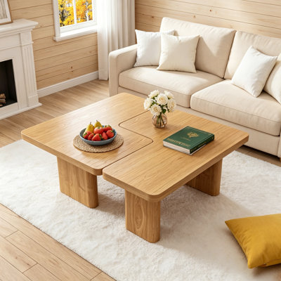 Modular 2-Piece Walnut Coffee Table – 51" Square/R