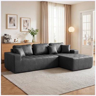 Faux Leather L-Shaped Corner Chaise Convertible Sofa Bed