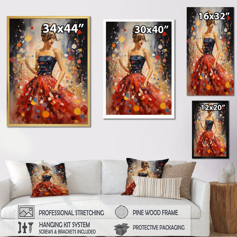 «Okaloosa Red Timeless Glamour Pointillism III», reproduction sur toile, H 44 po x l 34 po x P 1,5 po, Toile tendue