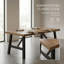 Table de salle à manger d'extérieur en bois d'acacia durable avec conception à lattes et finition résistante aux intempéries