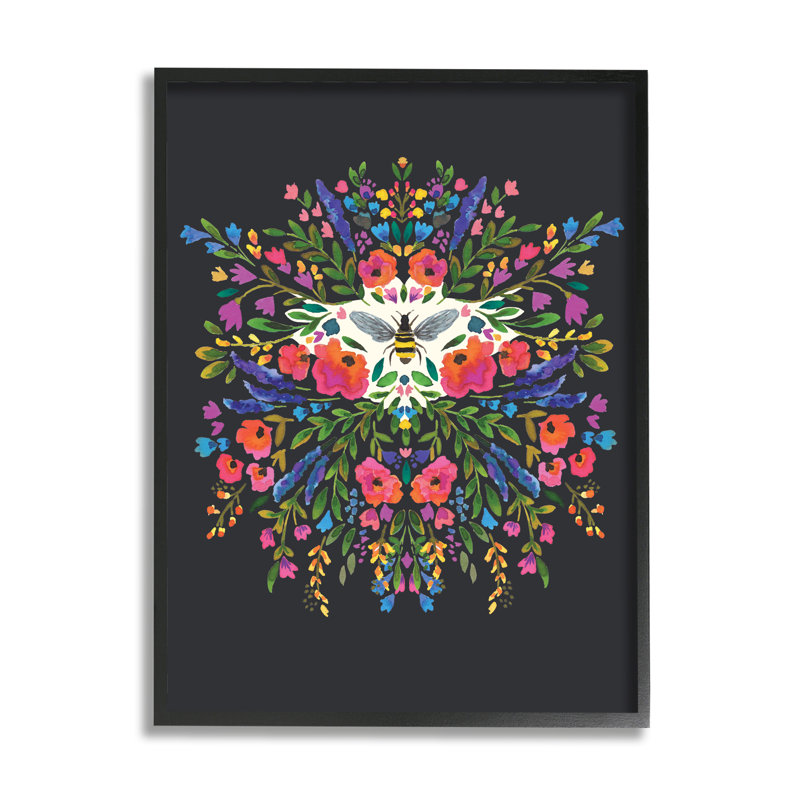 Collage de fleurs abstraites «Honey Bee Bold Summer Florals» par Heather Mclaughlin, H 14 po x l 11 po x P 1,5 po