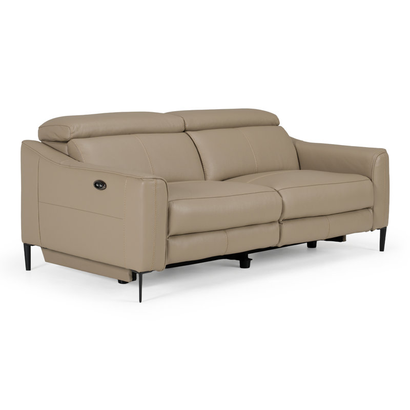 Anisia 73.5'' Leather Power Reclining Sofa, Taupe