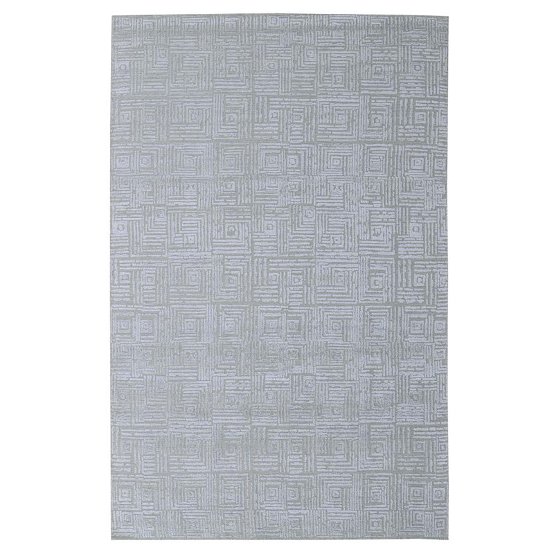 Tapis noué à la main gris argenté, Rectangle 8 pi x 10 pi
