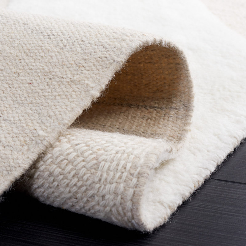 Brogun Abstract Handmade Flatweave Wool/Cotton Area Rug in Ivory/Beige, Runner 2'3" x 8'
