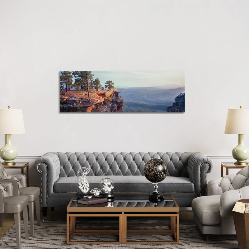 Landscape with Trees on Cliffs, General George Crook Trail, Apache Sitgreaves National Forest, Arizona, USA 1 Piece Wrapped Canvas Panoramic Wall Art