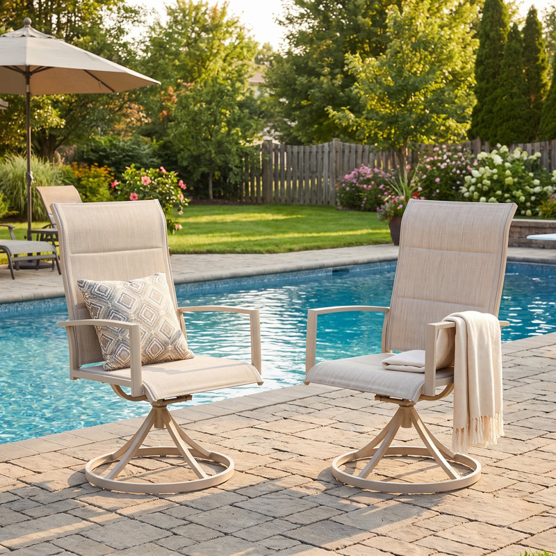 Chaises de patio rembourrées et pivotantes, Coquillage de sable