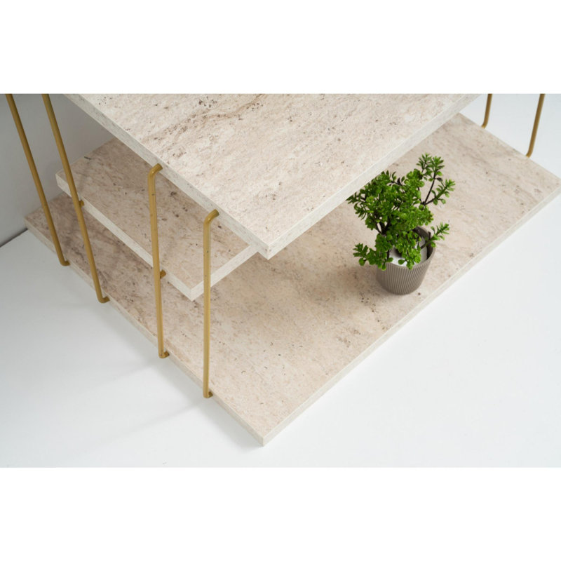 Table d'appoint, Or / travertin