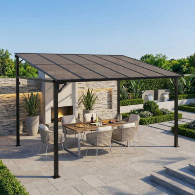 Wall Mounted Hardtop Gazebo Pergola 10x12 ft