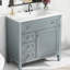 Meuble-lavabo gris avec lavabo en céramique, tiroir de rangement, fermeture en douceur de 12 po, conception antidérapante, facile à nettoyer, charge de bois de 70 kg, fonction lisse sous le comptoir,