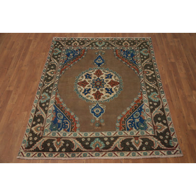 Brown Geometric Traditional Rug 5x6