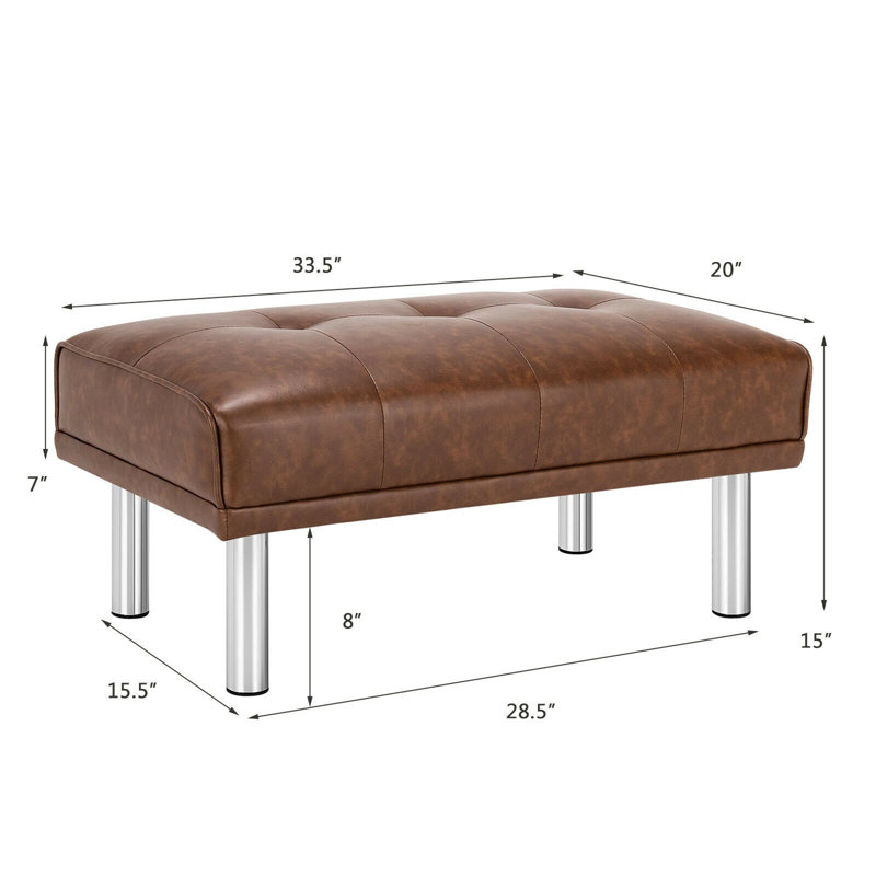 Faux Leather Ottoman, Brown Faux Leather