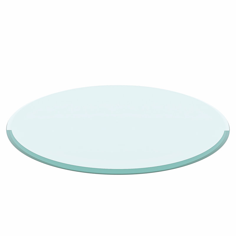 Plateau de table en verre trempé rond de 28 po en verre transparent à bord biseauté épais de 1/2 po d'épaisseur (ancien sku: W126560358)