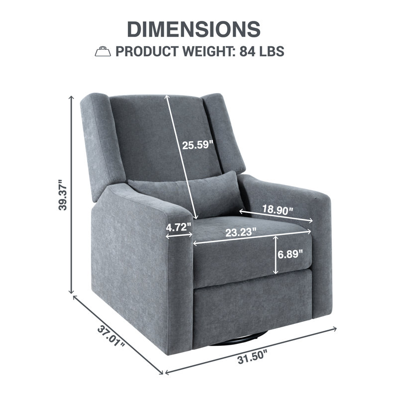 Cutlor Luxury Power Motion Recliner  Swivel Glider, Upholstered Reclining Sofa Chair with Lumbar Support, Gray Linen