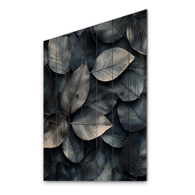 Étain, feuilles, art mural sur bois de pin naturel, H 40 po x l 30 po x P 0,78 po