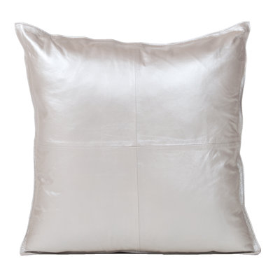  Metallic Leather Cushion Dull Silver Square