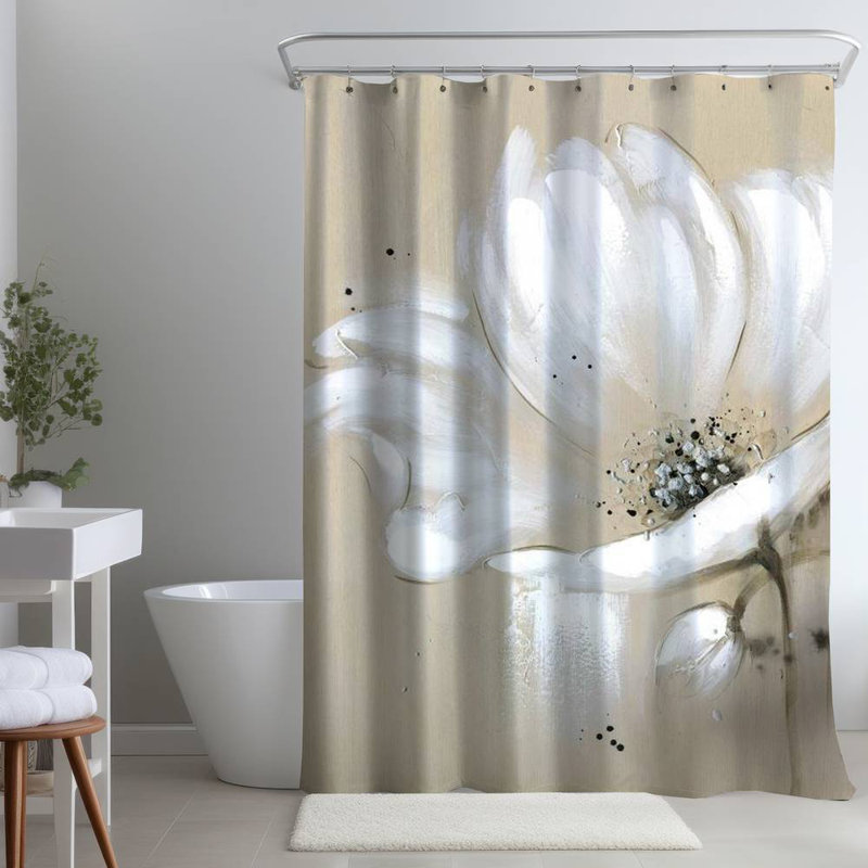 Floral – Polyester Shower Curtain, Dye Sublimation Print, 71" W × 74" L