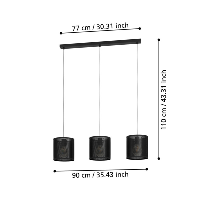 Analyah 3 - Light Satin Black Kitchen Island Pendant