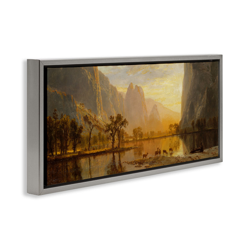 Peinture classique de Yosemite Valley, Cadre flottant gris lustré, H 14 po x l 31 po