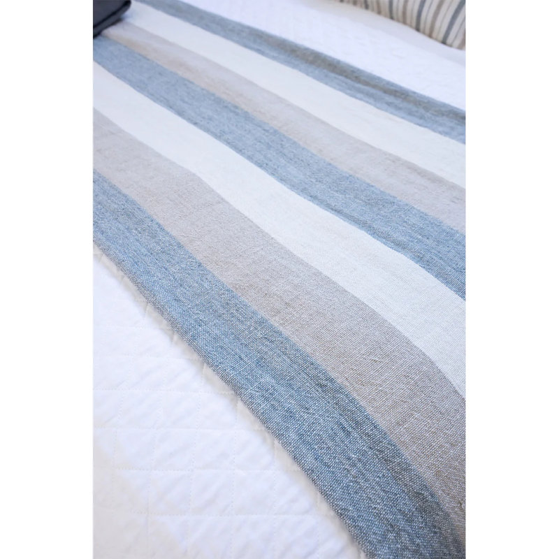 Coastal Stripe Tassel-Edged Oversized Linen Throw