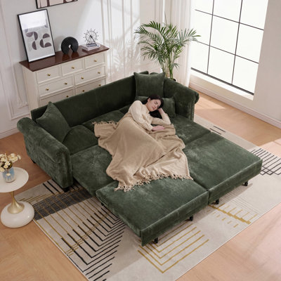 In 1 Sleeper Sofas, 86.5 Inch Chenille Modern Couch For Home Office
