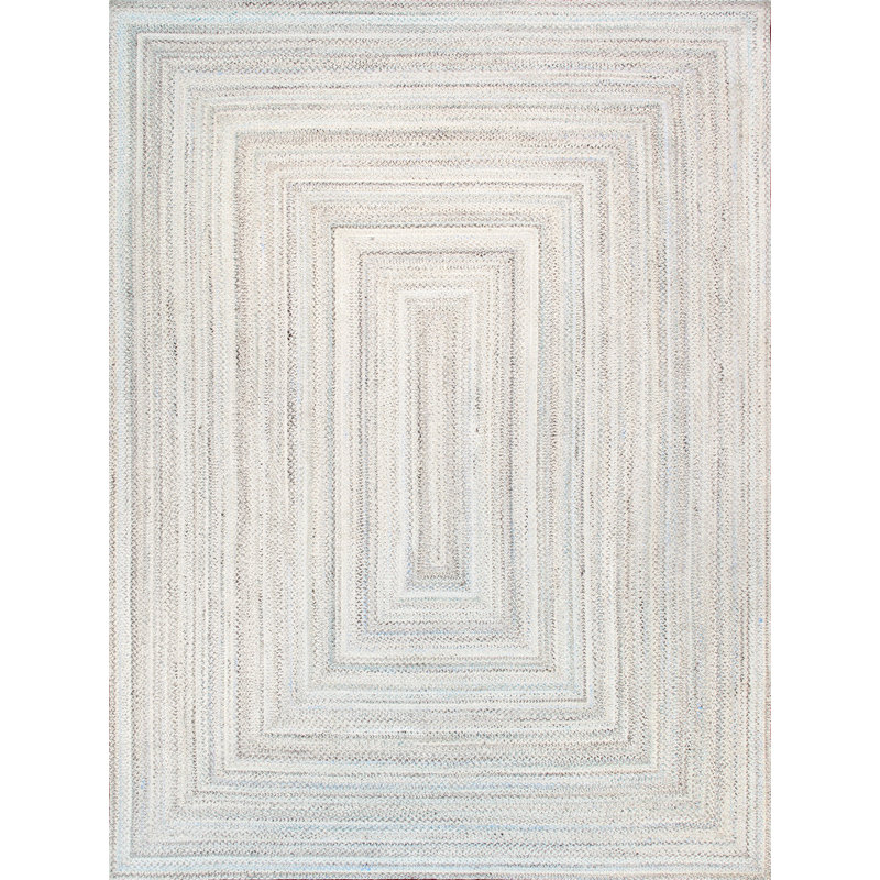 Handmade Blue Geometric Braided Synthetic Area Rug 5' x 8'