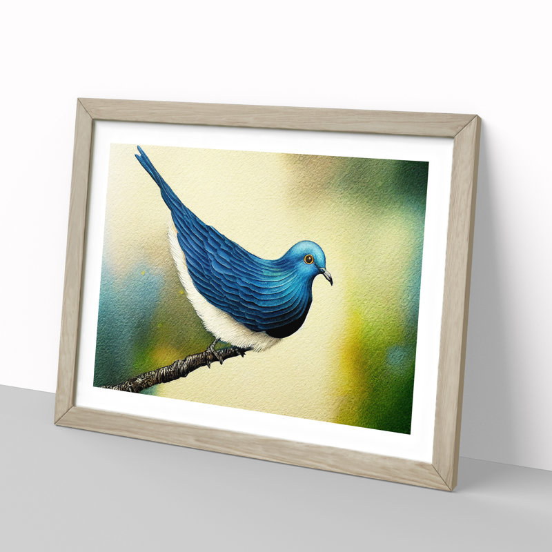 Dove Bird In Watercolour Vol.5 - Single Picture Frame Print, Oak Framed, 34cm H x 46cm W x 2cm D