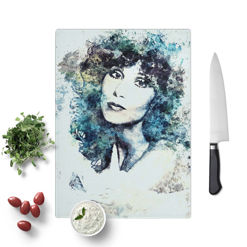 Tempered Glass Cher Chopping Board, 28.5 cm W x 39 cm L