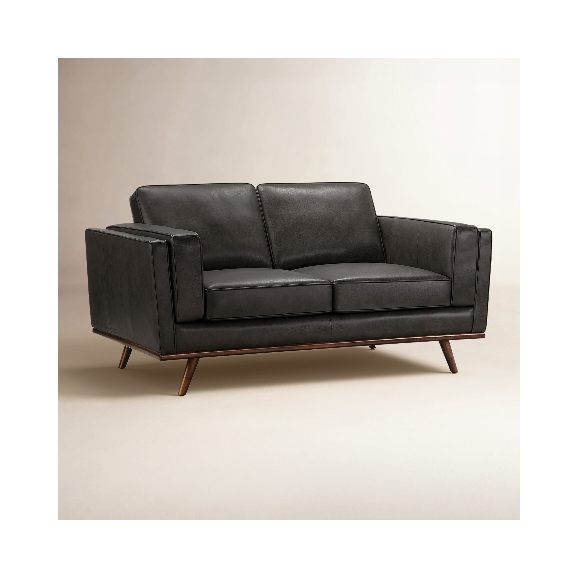 Barberena 67'' Upholstered Loveseat, Gray Genuine Leather
