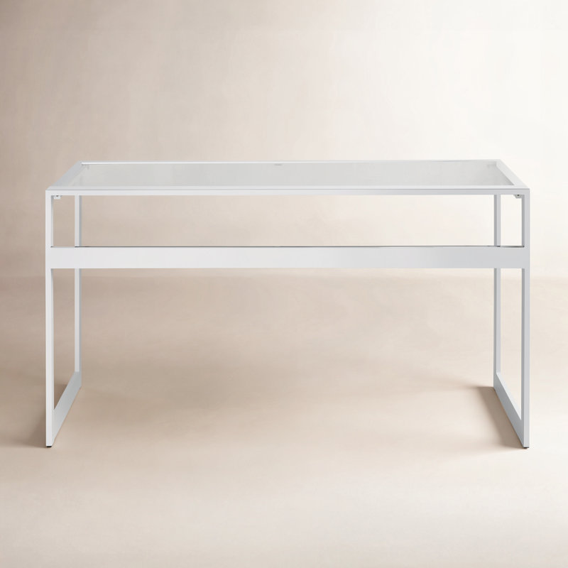 Blin Glass Top Metal Base Writing Desk