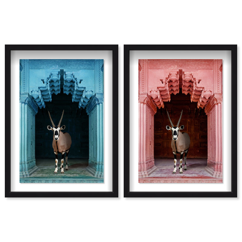 Whatsup Entrance Set of 2 Animals Shadowbox by Oliver Gal, 25.5" H x 17.5" W, Black