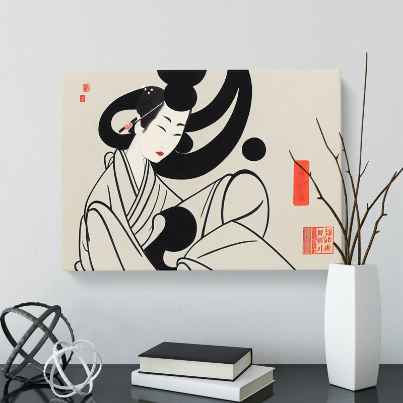 Traditional Geisha - Wrapped Canvas Painting, 35cm H x 50cm W x 3cm D