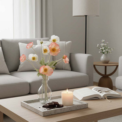 6pcs Poppies Artificial Flowers, Real Touch Poppy Bouquet Fake Poppy Flowers with Stems for Wedding, Home, Party Decoration, Table Centerpiece Arrangement, Mixed Colour