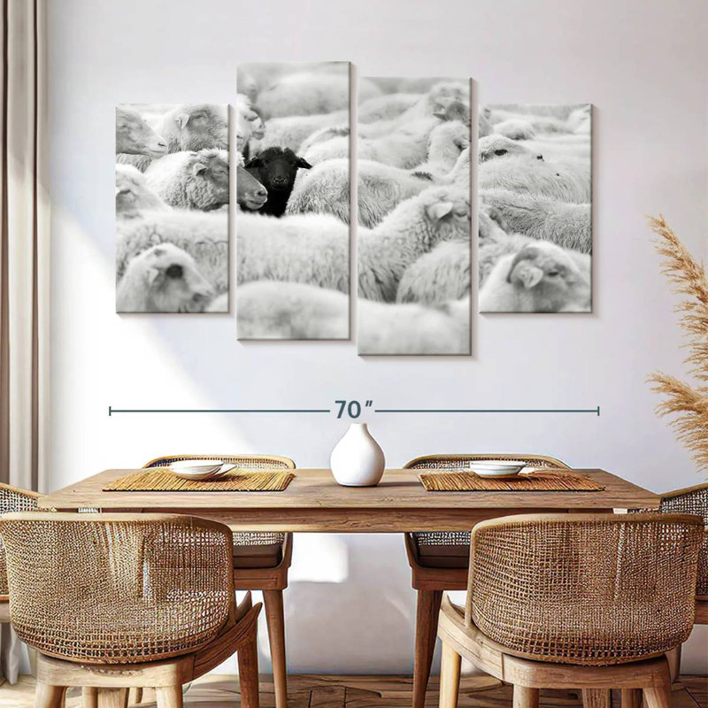 Distinct Black Sheep, 42" H x 68" W