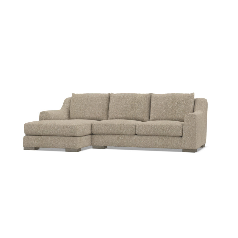 Chaise Sectional, Light Brown Polyester, 35" H x  105" W x 63.5" D, Left Hand Facing