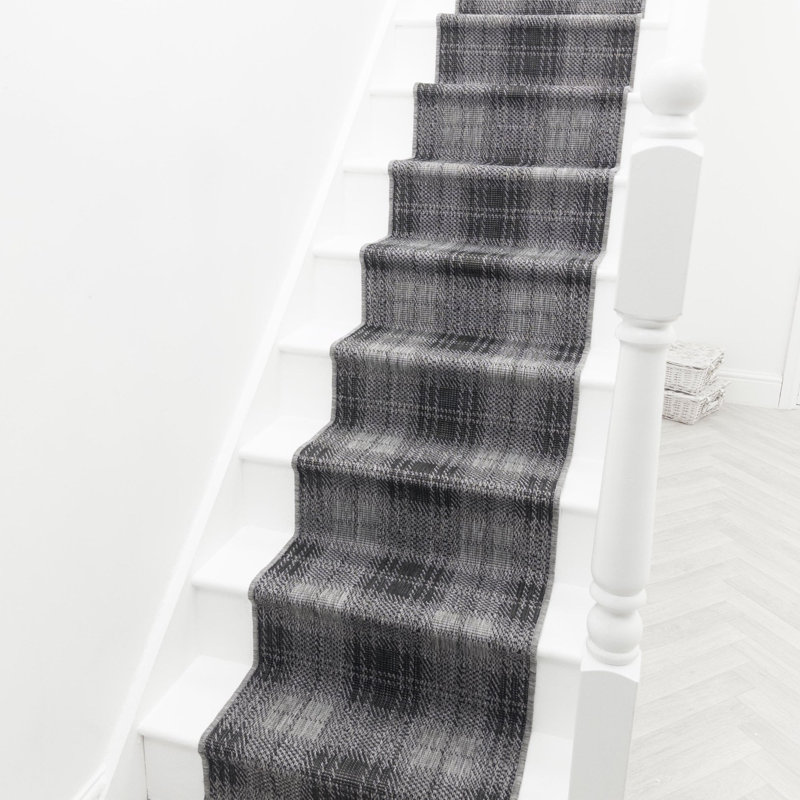 Stair Runner Plaid Flatweave Area Rug, Runner 60 x 720 cm