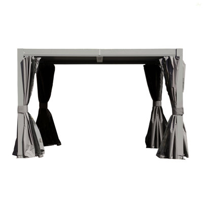 10X10 FT Outdoor Louvered Pergola With Adjustable Louvers-Gray