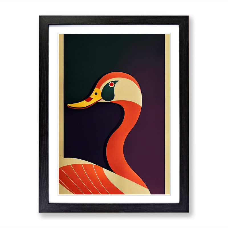 Duck Art Deco Vol.1 - Picture Frame Print, Black, 34cm H x 25cm W x 2cm D
