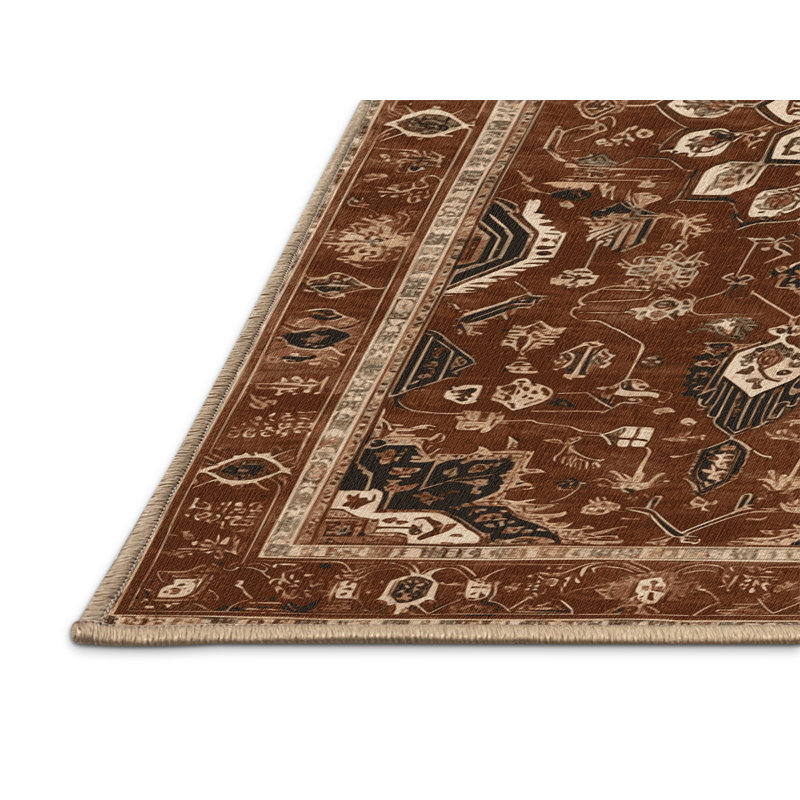 Tapis brun lavable à la machine, Rectangulaire 2 pi x 3 pi