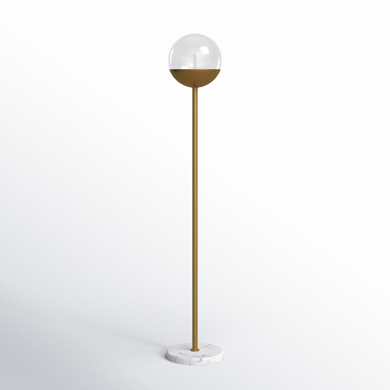 Lampe sur pied 62 po Yearby, Laiton, Transparent
