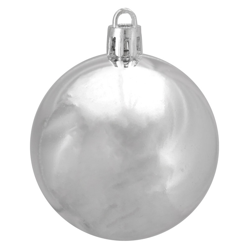 Ornement boule de Noël brillant incassable, Argent
