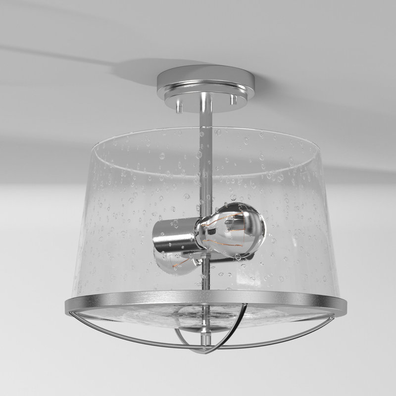 Palacios Glass Semi Flush Mount, Satin Platinum